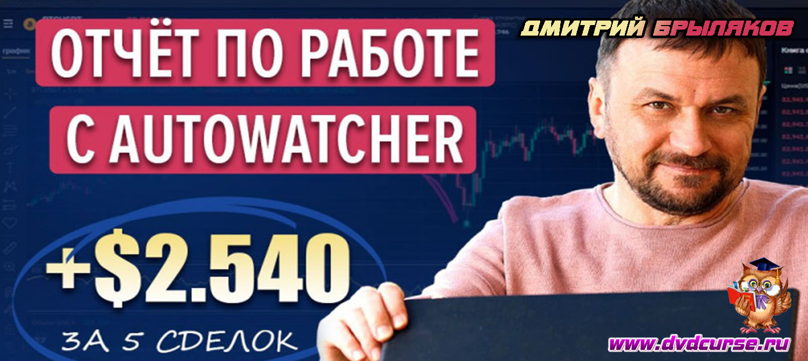 Видеозапись 5 сделок с AutoWatcher и прибыль в +$2540 - Дмитрий Брыляков, Издательство Info-DVD
