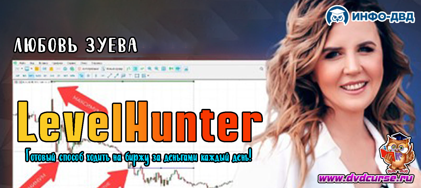 Видеозапись LevelHunter. Готовый способ ходить на биржу за деньгами каждый день! - Любовь Зуева, Издательство Info-DVD