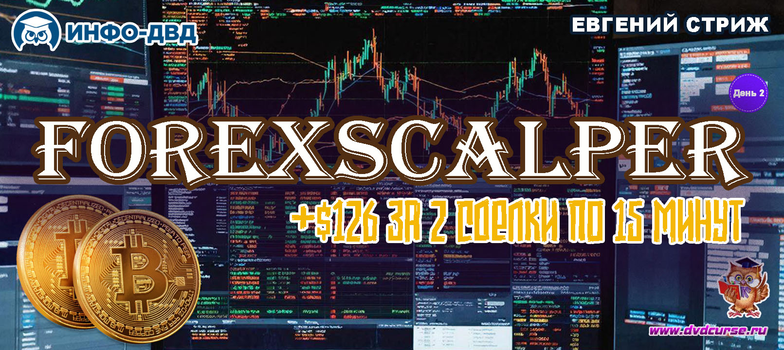 Видеозапись ForexScalper. День второй: +$126 за 2 сделки по 15 минут - Евгений Стриж, Издательство Info-DVD
