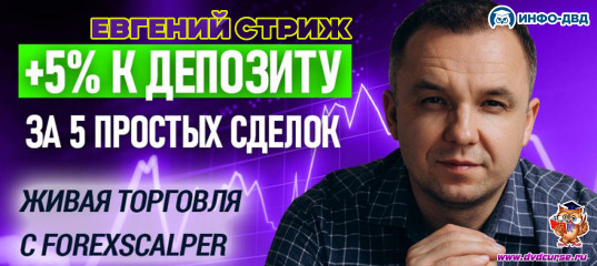 Трансляция ForexScalper. Живая торговля: +5% к депозиту за 5 простых сделок - Евгений Стриж, Издательство Info-DVD Трансляция ForexScalper. Живая торговля: +5% к депозиту за 5 простых сделок - Евгений Стриж, Издательство Info-DVD